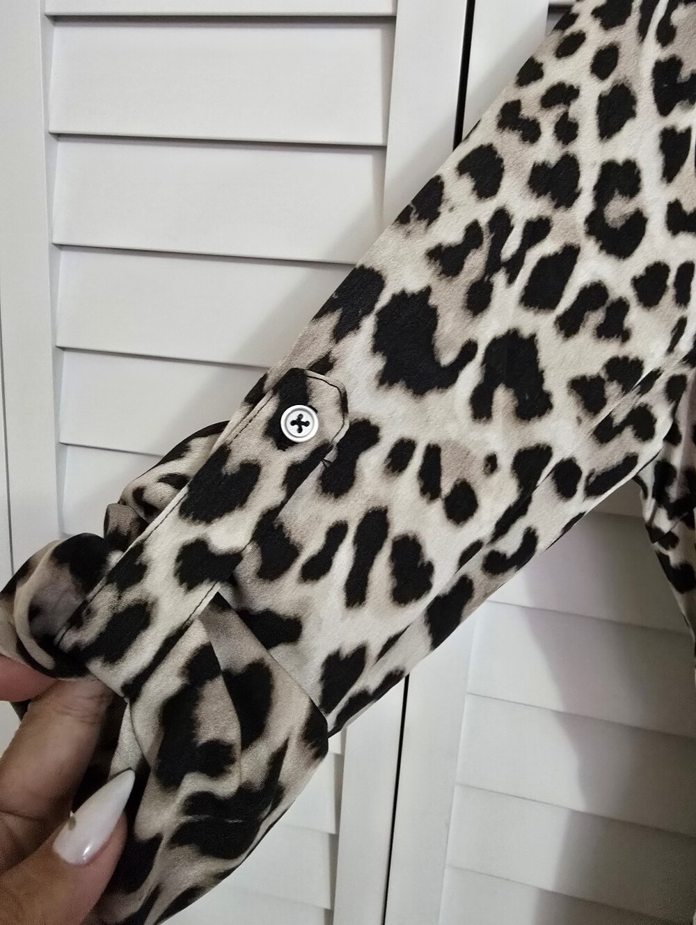 Cheetah Print Button Down Belted Shirt Dress - Picture 6 of 6
